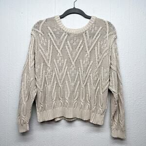 Grade & Gather Fisherman Cropped Sweater Womens Small 100% Cotton Beachy Boho